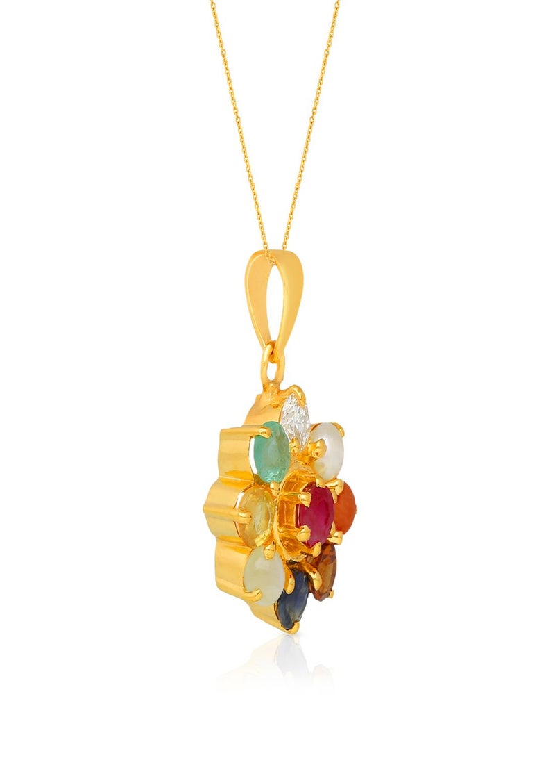 Malabar Gold and Diamonds 22 Carat 916 Purity Yellow Gemstone Pendant PGNNVR023PN5Y for Women  - Image 3