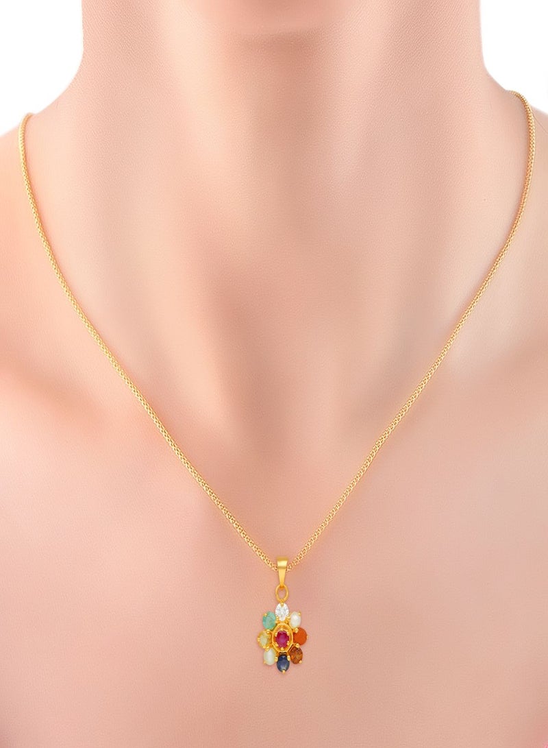 Malabar Gold and Diamonds 22 Carat 916 Purity Yellow Gemstone Pendant PGNNVR023PN5Y for Women  - Image 4
