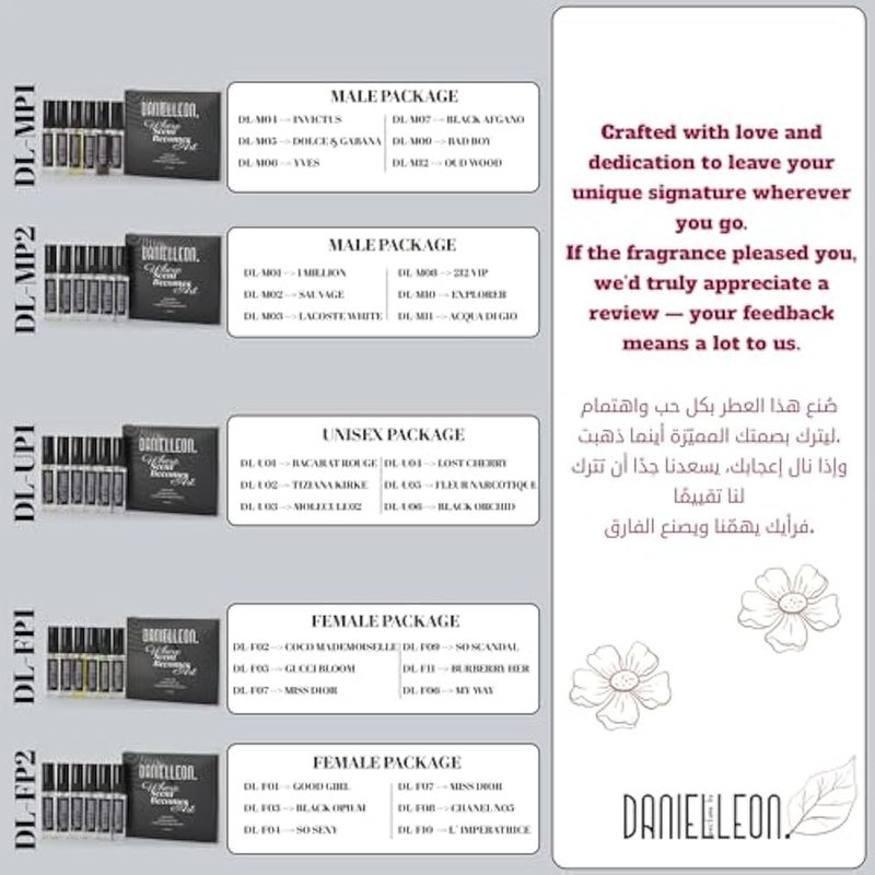 Daniel Leon DL-MP2 Men’s Perfume Discovery Set | 6 × 5ml Tester Spray | Inspired Fragrances for Every Occasion | Daily, Fresh & Night Scents | Premium Travel Size Collection - Image 2