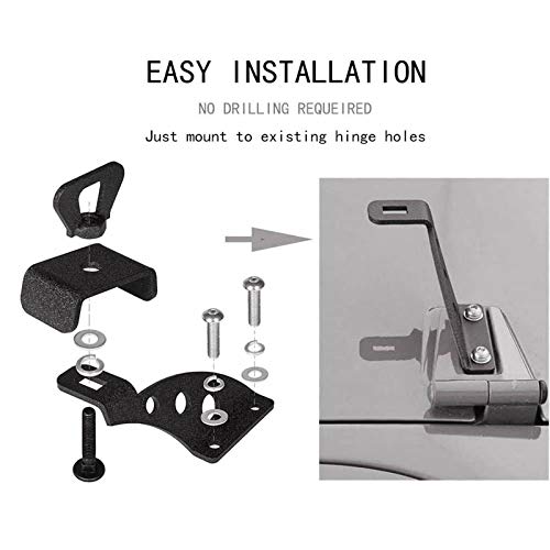 Wocch Hi Lift Jack Mount Hood Hinge/Door Hinge Mounting Bracket High Lift Jacks Accessories for Jeep Wrangler JK JKU JL JLU 2007-2026 - Image 3