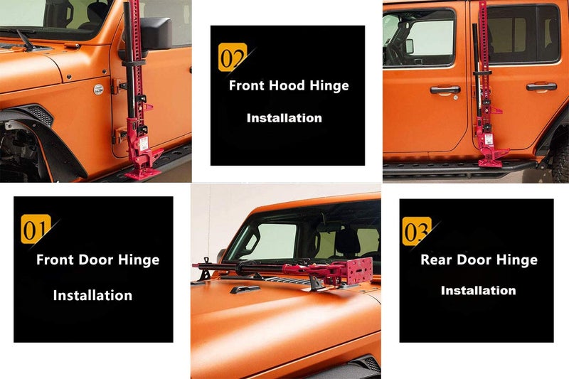 Wocch Hi Lift Jack Mount Hood Hinge/Door Hinge Mounting Bracket High Lift Jacks Accessories for Jeep Wrangler JK JKU JL JLU 2007-2026 - Image 4