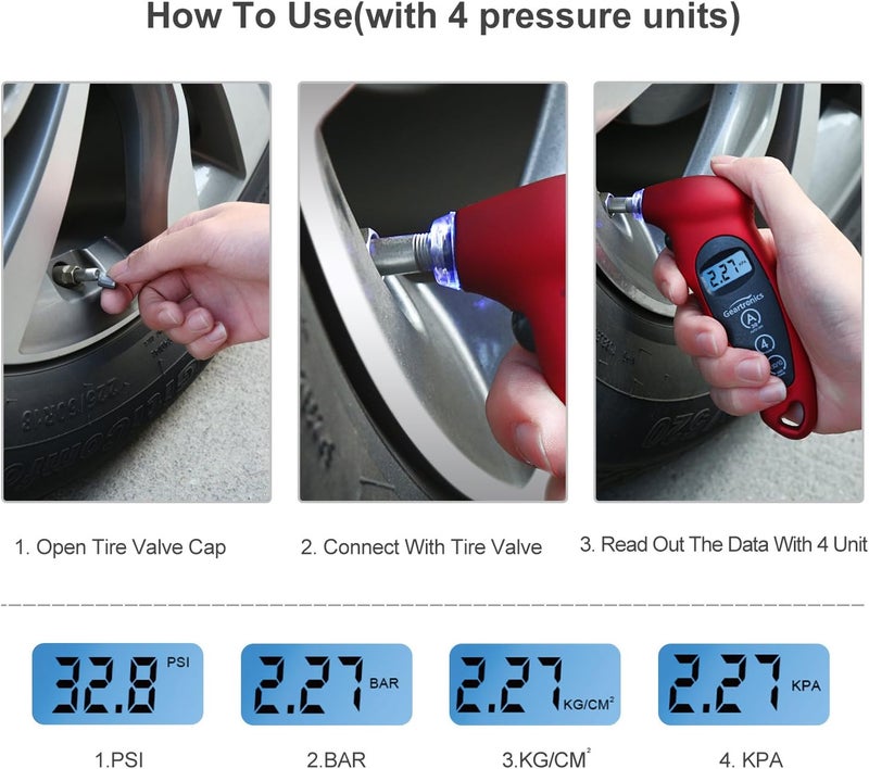 Geartronics Digital Tire Pressure Gauge - 2 Pack - Image 3