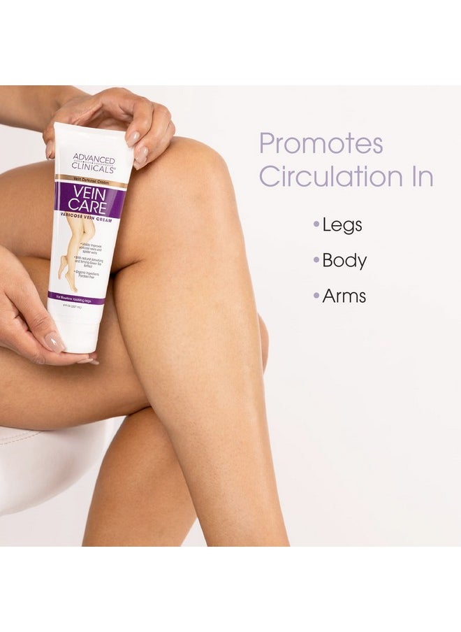 Advanced Clinicals - Vein Care Leg Cream For Varicose Veins & Spider Veins Collagen & Arnica Skin Care Therapy Firming Vein Lotion Helps Visibly Diminish Varicose Vein For Legs Body & Arms 2Pack - Image 1