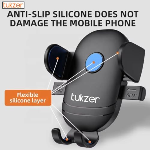 Tukzer Universal Car Mount Mobile Holder Stand| Strong Suction Cup, Double Shift Locking for Dashboard Windshield| Quick Touch Release, Long Telescopic Arm, 360° Rotatable Head| for All Mobile Phones,Black - Image 5