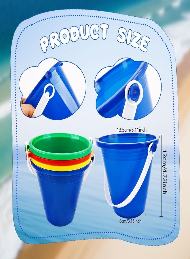 Feradny 28 Pack Beach Bucket and Shovel Set 5 Inch Colorful Plastic Buckets Pail Bulk for Summer Seaside Beach Pool Party, 4 Colors - Image 2