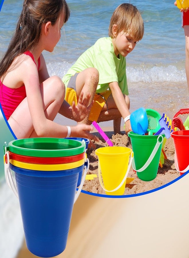 Feradny 28 Pack Beach Bucket and Shovel Set 5 Inch Colorful Plastic Buckets Pail Bulk for Summer Seaside Beach Pool Party, 4 Colors - Image 4