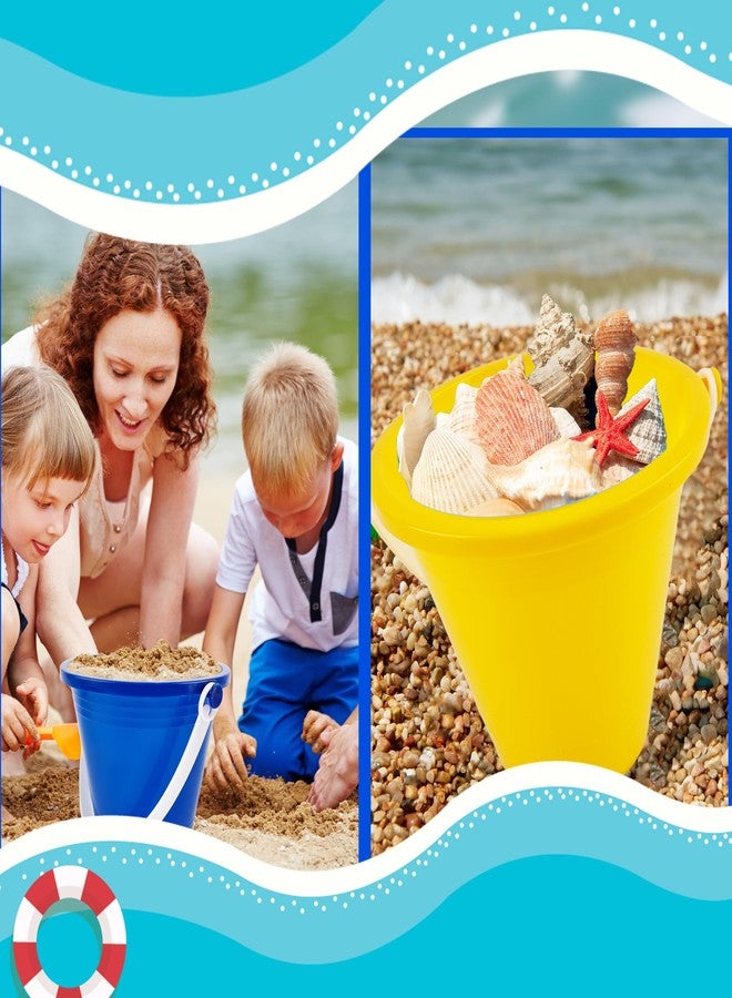 Feradny 28 Pack Beach Bucket and Shovel Set 5 Inch Colorful Plastic Buckets Pail Bulk for Summer Seaside Beach Pool Party, 4 Colors - Image 5