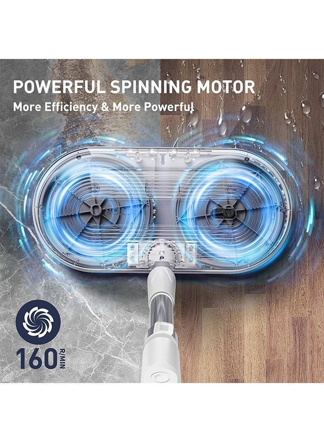 داكس ممسحة أرضيات كهربائية لاسلكية دوّارة مع إضاءة LED ورش ماء – جهاز تنظيف قابل للشحن مع نظام دوران مزدوج ومقبض قابل للتعديل - Image 2
