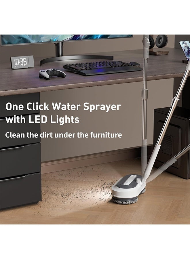 داكس ممسحة أرضيات كهربائية لاسلكية دوّارة مع إضاءة LED ورش ماء – جهاز تنظيف قابل للشحن مع نظام دوران مزدوج ومقبض قابل للتعديل - Image 5