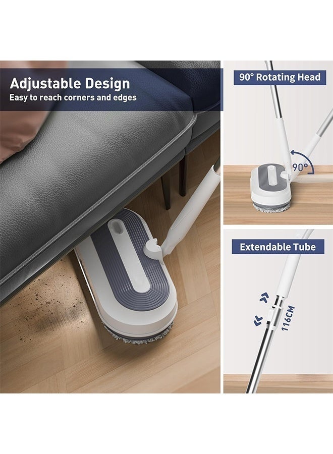 داكس ممسحة أرضيات كهربائية لاسلكية دوّارة مع إضاءة LED ورش ماء – جهاز تنظيف قابل للشحن مع نظام دوران مزدوج ومقبض قابل للتعديل - Image 3