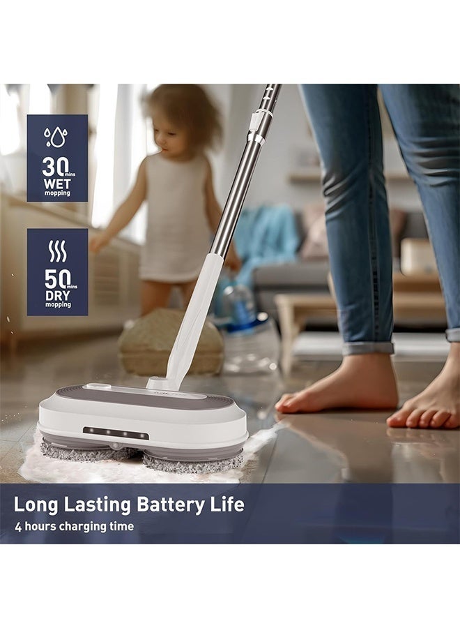 داكس ممسحة أرضيات كهربائية لاسلكية دوّارة مع إضاءة LED ورش ماء – جهاز تنظيف قابل للشحن مع نظام دوران مزدوج ومقبض قابل للتعديل - Image 4