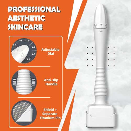 FI FIDROXIMPERIA Fidrox Premium Derma Stamp 140 Titanium Adjustable Microneedling Derma Stamp - Microneedle Derma Roller for Face Body Hair Beard Growth, Derma Pen Skin Care Tool for Men and Women Home Use - Image 5