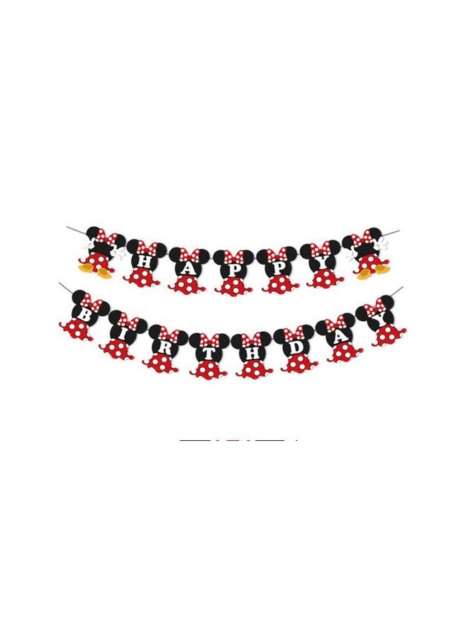Hongkai Happy Birthday Banner Mouse Flags Photo Props for Boys Girls Mouse Theme Kids Baby Birthday Party Decorations Supplies Favors - Image 1
