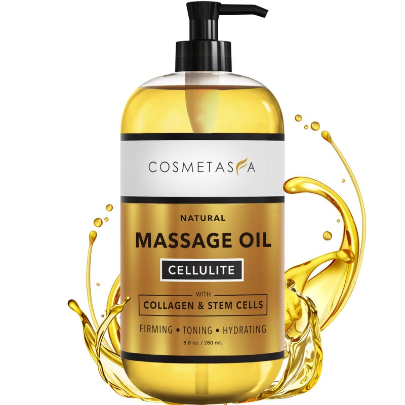 Cosmetasa Cellulite Massage Oil with Collagen Stem Cells 100 Natural Anti Cellulite Oil Assists with Firming Toning Moisturizes Skin 88 oz by Cosmetasa