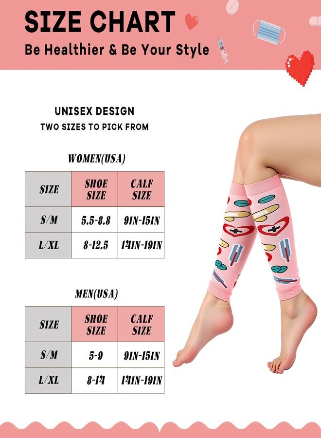 Hercicy 6 Pairs Nurse Calf Compression Sleeve for Women Footless Compression Socks Support Sports Elastic Leg Sleeve Novelty Nurses' Week Thank You Gift for Nursing Assistant Shin Splints Pain Relief - Image 3