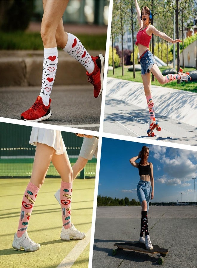 Hercicy 6 Pairs Nurse Calf Compression Sleeve for Women Footless Compression Socks Support Sports Elastic Leg Sleeve Novelty Nurses' Week Thank You Gift for Nursing Assistant Shin Splints Pain Relief - Image 4