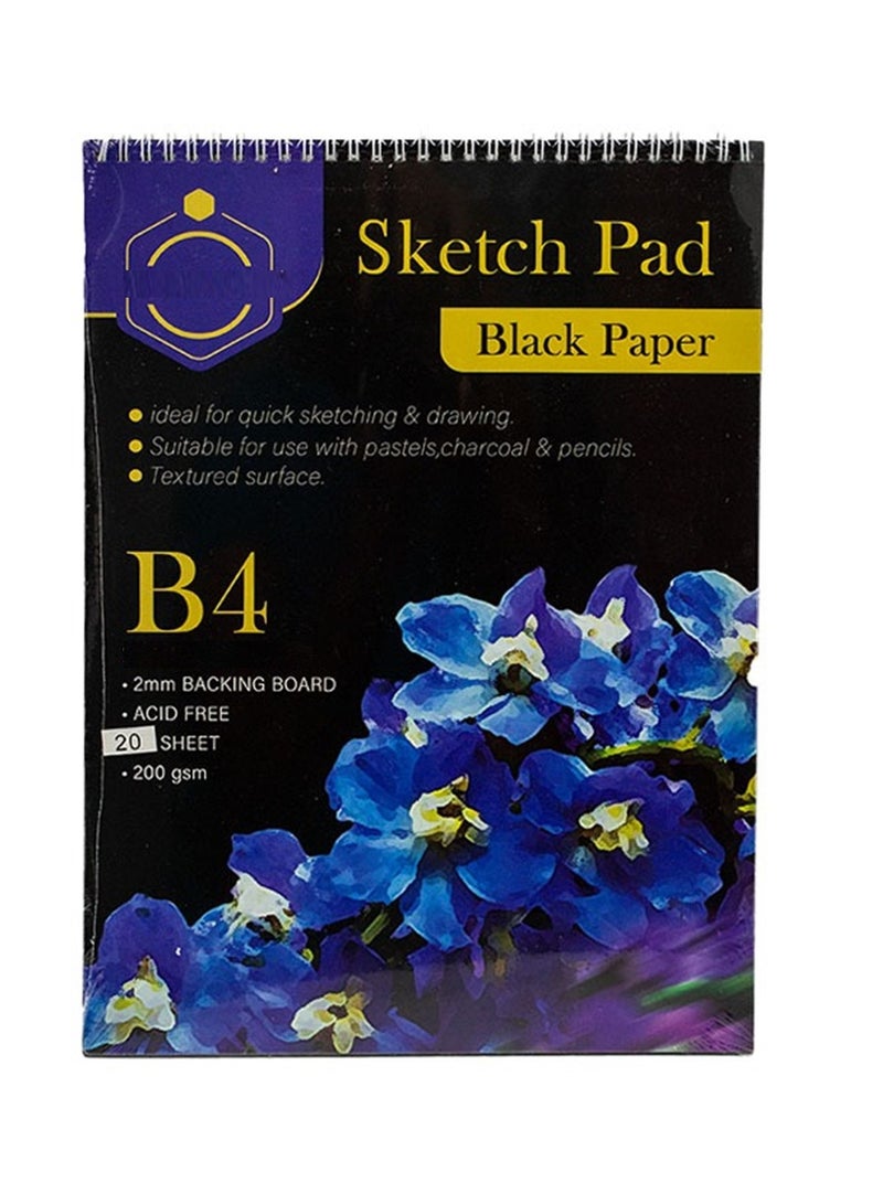 B4 Size Sketch Pad With 20 Black Sheets 200gsm Thickness - Image 1