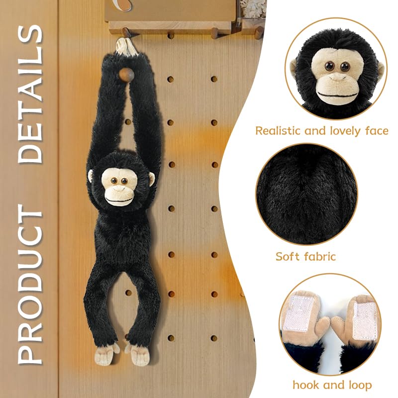 Hideekoog Stuffed Orangutans Toy Hanging Stuffed Animal, Hooks and Stuffed Monkey Animals with Rings for Kids, Gifts for Boys and Girls Hanging 20inches - Image 3