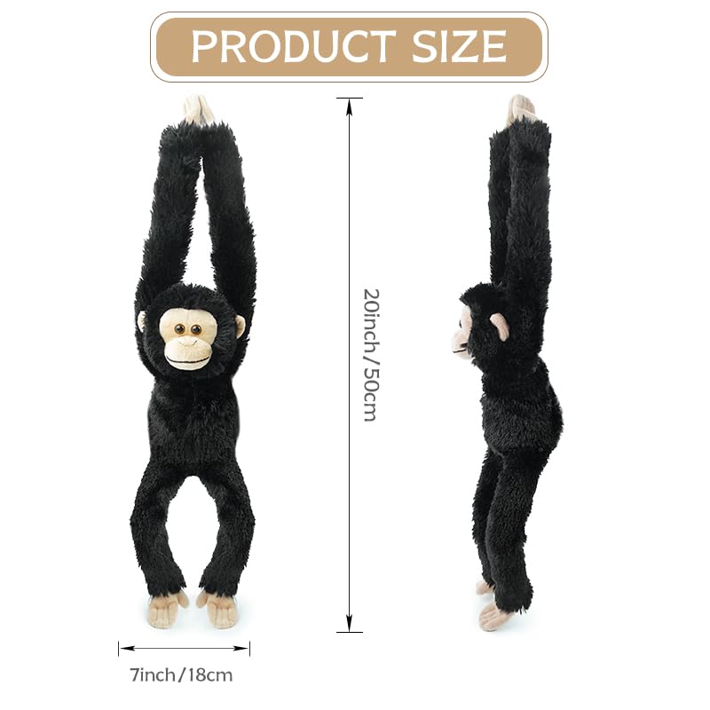 Hideekoog Stuffed Orangutans Toy Hanging Stuffed Animal, Hooks and Stuffed Monkey Animals with Rings for Kids, Gifts for Boys and Girls Hanging 20inches - Image 2