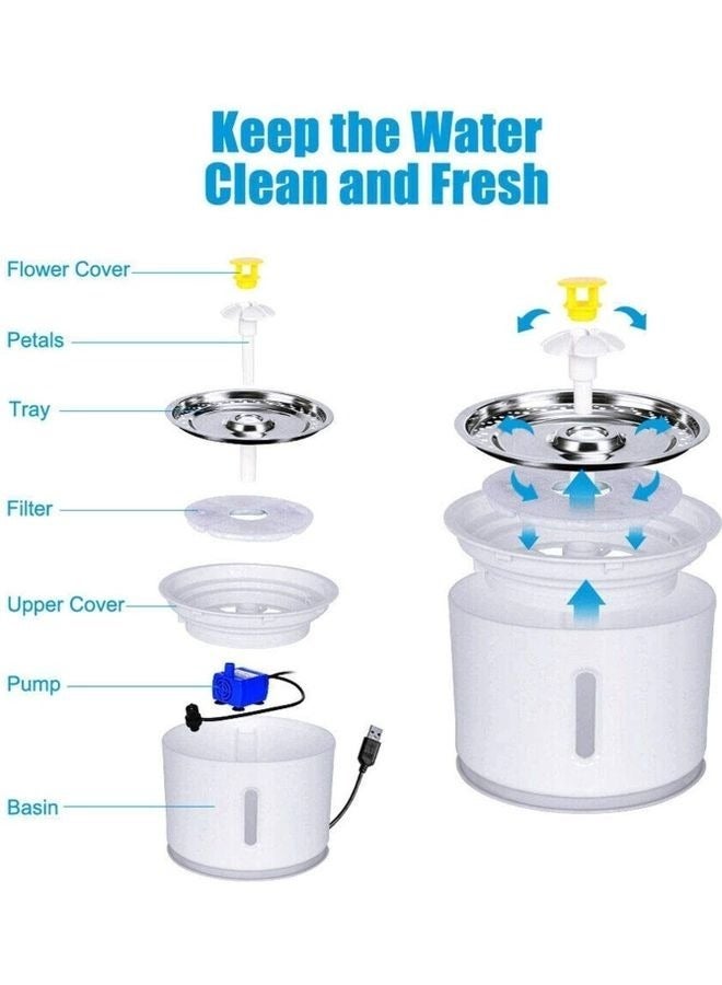 Generic 3 Modes USB Stainless Steel Pet Drinking Fountain Water Dispenser 2.5L Automatic Smart Silent Pet Water Dispenser with LED Light Suitable for Cats and Dogs and other pets  - Image 2