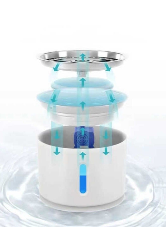 Generic 3 Modes USB Stainless Steel Pet Drinking Fountain Water Dispenser 2.5L Automatic Smart Silent Pet Water Dispenser with LED Light Suitable for Cats and Dogs and other pets  - Image 5