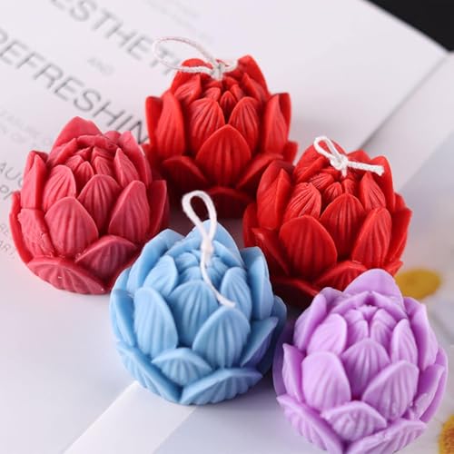 LEGACYCART 3D Closed Lotus Flower Silicone Candle Mould for Making Scented Candle Wax Waxmelts Aromatherapy Chocolate Candy Cake Decoration Cupcake Handmade Soap Making Resin Crafts Floral Home Decor Party Gifts Molds (PACK OF 1) - Image 5