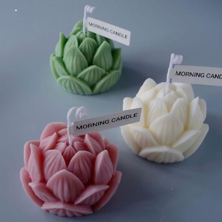 LEGACYCART 3D Closed Lotus Flower Silicone Candle Mould for Making Scented Candle Wax Waxmelts Aromatherapy Chocolate Candy Cake Decoration Cupcake Handmade Soap Making Resin Crafts Floral Home Decor Party Gifts Molds (PACK OF 1) - Image 4