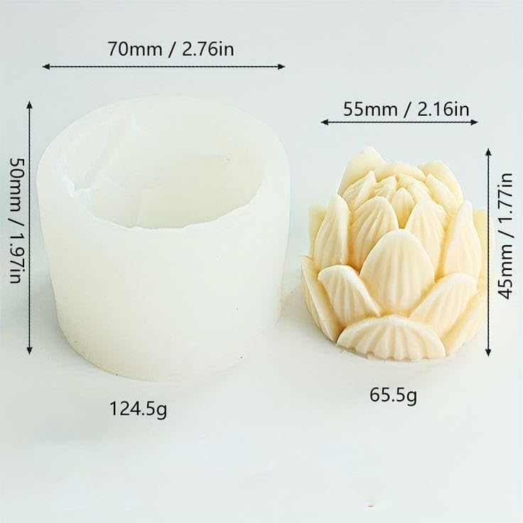 LEGACYCART 3D Closed Lotus Flower Silicone Candle Mould for Making Scented Candle Wax Waxmelts Aromatherapy Chocolate Candy Cake Decoration Cupcake Handmade Soap Making Resin Crafts Floral Home Decor Party Gifts Molds (PACK OF 1) - Image 2