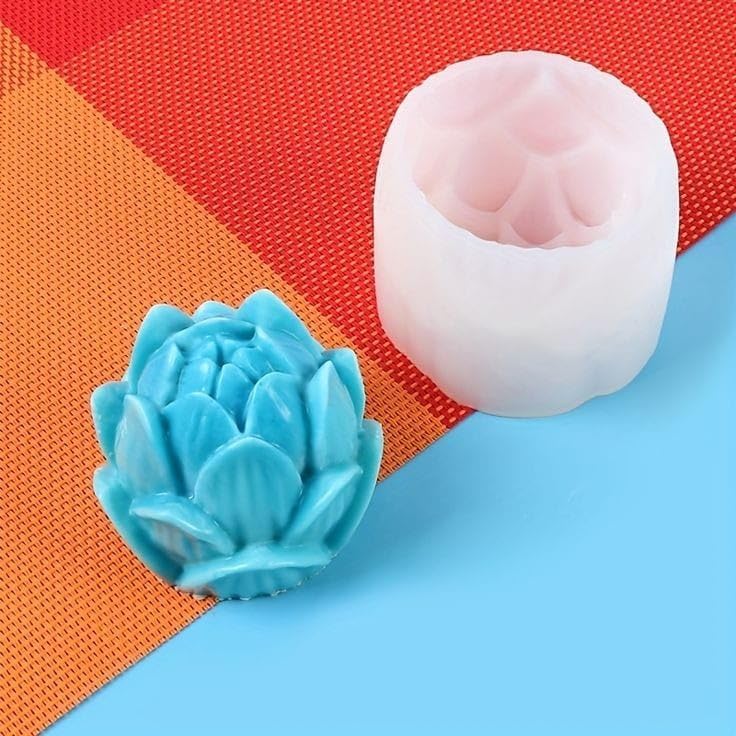 LEGACYCART 3D Closed Lotus Flower Silicone Candle Mould for Making Scented Candle Wax Waxmelts Aromatherapy Chocolate Candy Cake Decoration Cupcake Handmade Soap Making Resin Crafts Floral Home Decor Party Gifts Molds (PACK OF 1) - Image 3