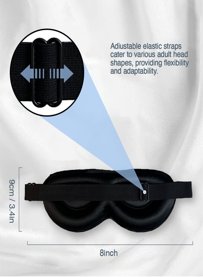 PROMEED Adjustable 100% Mulberry Silk Sleep Mask 23 Momme, 3D Contoured No-Pressure Cup Eye Mask for Sleeping, Super Soft Breathable Blindfold, Perfect Blocks Light for Sleeping (Black - Image 4
