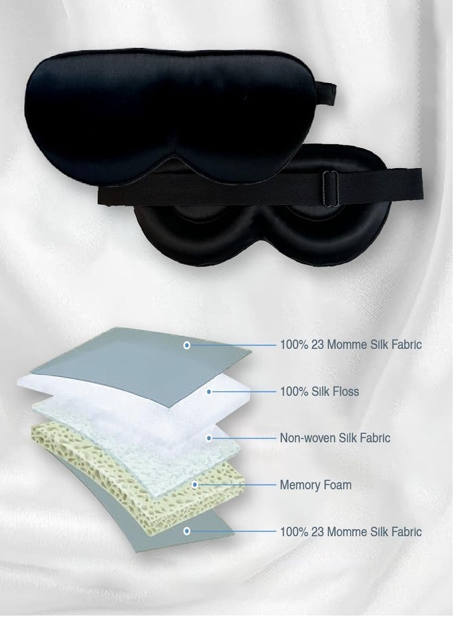 PROMEED Adjustable 100% Mulberry Silk Sleep Mask 23 Momme, 3D Contoured No-Pressure Cup Eye Mask for Sleeping, Super Soft Breathable Blindfold, Perfect Blocks Light for Sleeping (Black - Image 5