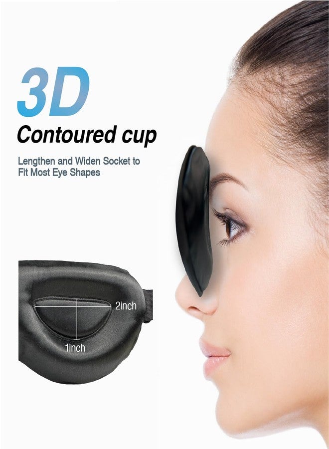 PROMEED Adjustable 100% Mulberry Silk Sleep Mask 23 Momme, 3D Contoured No-Pressure Cup Eye Mask for Sleeping, Super Soft Breathable Blindfold, Perfect Blocks Light for Sleeping (Black - Image 2
