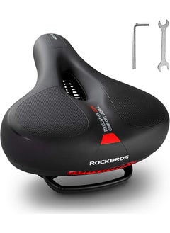 روكبروز مقعد دراجة ROCKBROS مريح، سرج دراجة، ملحقات دراجات جبلية للرجال والنساء، وسادة مقعد دراجة عريضة ناعمة، ممتصة للصدمات المزدوجة مع شريط عاكس  - Image 1
