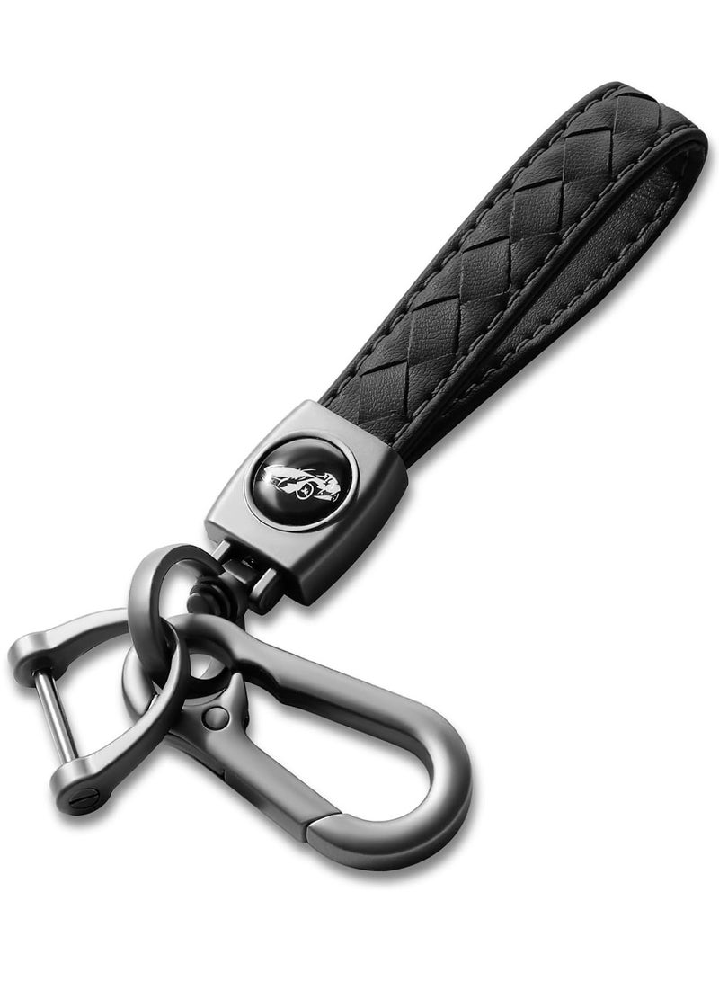 Loquat Carabiner Keychain, Universal Heavy Duty Woven Handmade Leather Key Chain for Men and Women - Image 1
