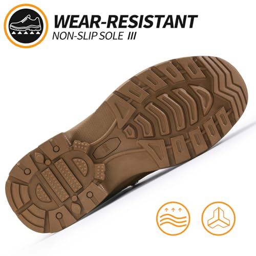 KGJIANDA Steel Toe Boots for Men Work Boots Men Construction Boot for Jobsite Breathable Anti Smash Footwear for Warehouse Anti Puncture Safety Indestructible Heavy Duty Boot for Industrial Brown - Image 5