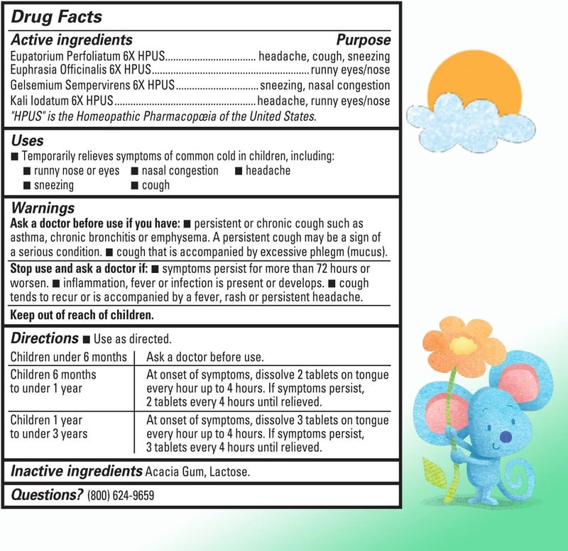 Hyland's Baby Tiny Cold Tablets Daytime Infant and Baby Cold Medicine Decongestant Runny Nose and Cough Relief 125 QuickDissolving Tablets - Image 2