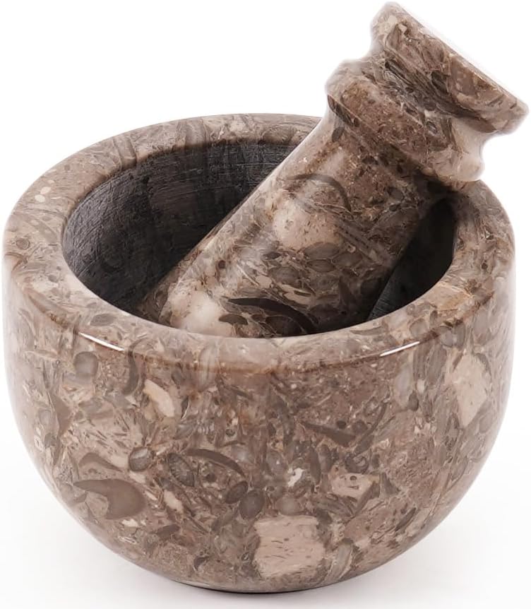 MARBLE RANGE Marble Mortar & Pestle Set Oceanic 3" Inches Handmade – Stone Spice Grinder Bowl for Herbs, Garlic & Masala – Heavy Duty Pestle Mortar Crusher for Kitchen, Seasoning, Pepper & Spice Grinding - Image 1
