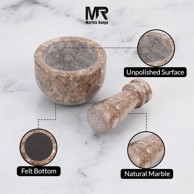 MARBLE RANGE Marble Mortar & Pestle Set Oceanic 3" Inches Handmade – Stone Spice Grinder Bowl for Herbs, Garlic & Masala – Heavy Duty Pestle Mortar Crusher for Kitchen, Seasoning, Pepper & Spice Grinding - Image 5