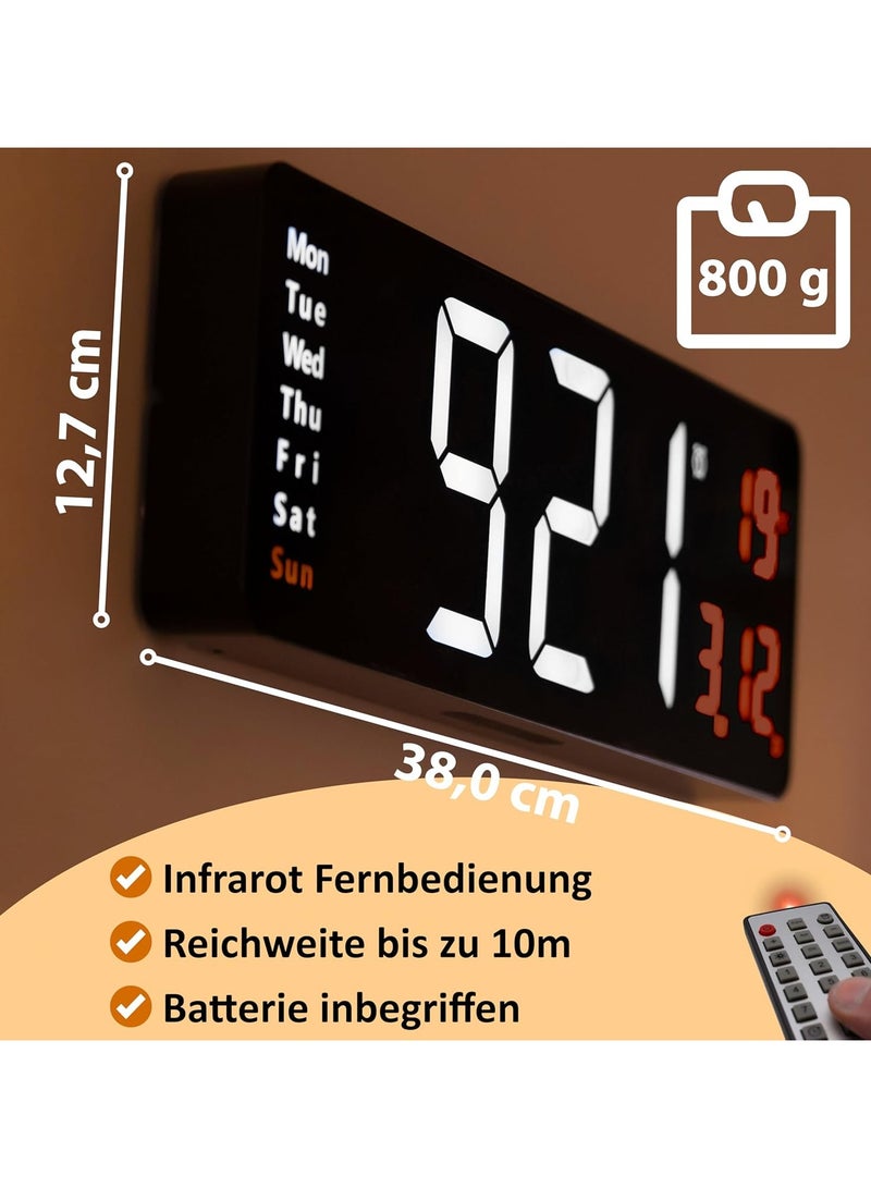 Digital Wall Clock with Temperature Display Large Luminous LED Digital Clock without Ticking Noise
