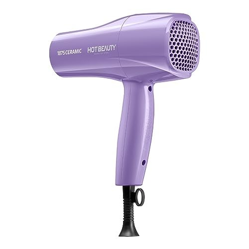 Hot Beauty 1875 Ceramic Hair Dryer, Powerful Fast Drying, Multi-Setting with Comb Attachment, Additional Detangler Included, Slide Bar Switch, Compact for Home & Travel (Purple) - Image 2
