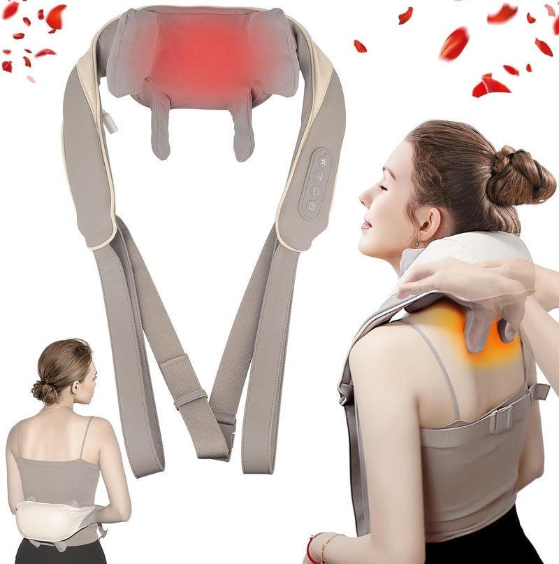 MOKRUSH Neck and Back Massager, with Heating, Body Massager for Body Aches and Pains Relief, Electric Wearable 5D Cervical Neck Massage Machine for Deep Tissue Back, Shoulders, Waist and Legs - 6 Month Warranty - Image 1