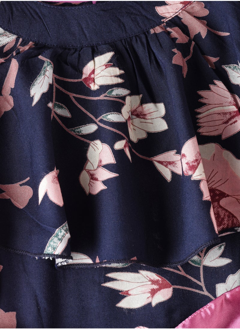 Jelliene Twirling Blooms: Girls' Floral Dress Breezy Comfort & Playful Style  - Image 3