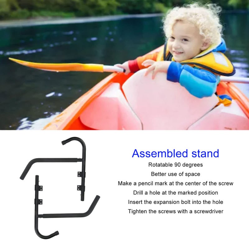 Folding Rotatable 90 Degree Kayak Storage Rack Iron Rubber Surfboard Wall Mount for Garage - Image 5