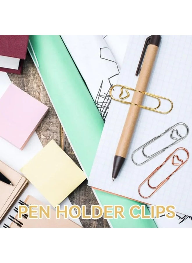 30PCS Heart Shaped Metal Notebook Clips, Multi-Color Bookmark Page Holders & Pen Clips for Journal Planner Office Supplies - Image 2