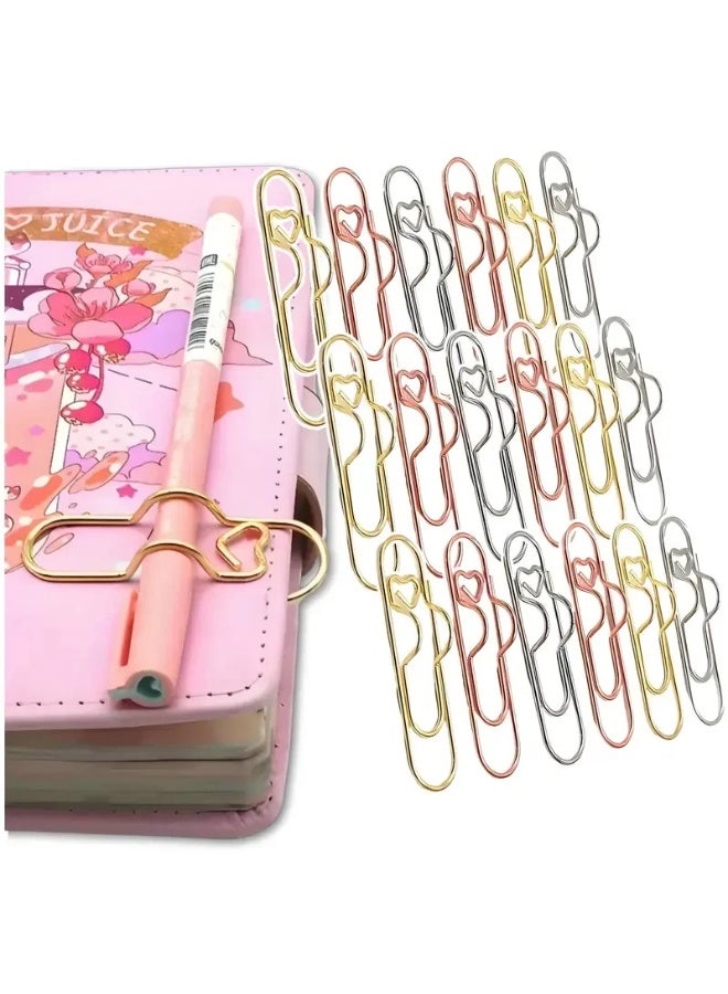 30PCS Heart Shaped Metal Notebook Clips, Multi-Color Bookmark Page Holders & Pen Clips for Journal Planner Office Supplies - Image 1