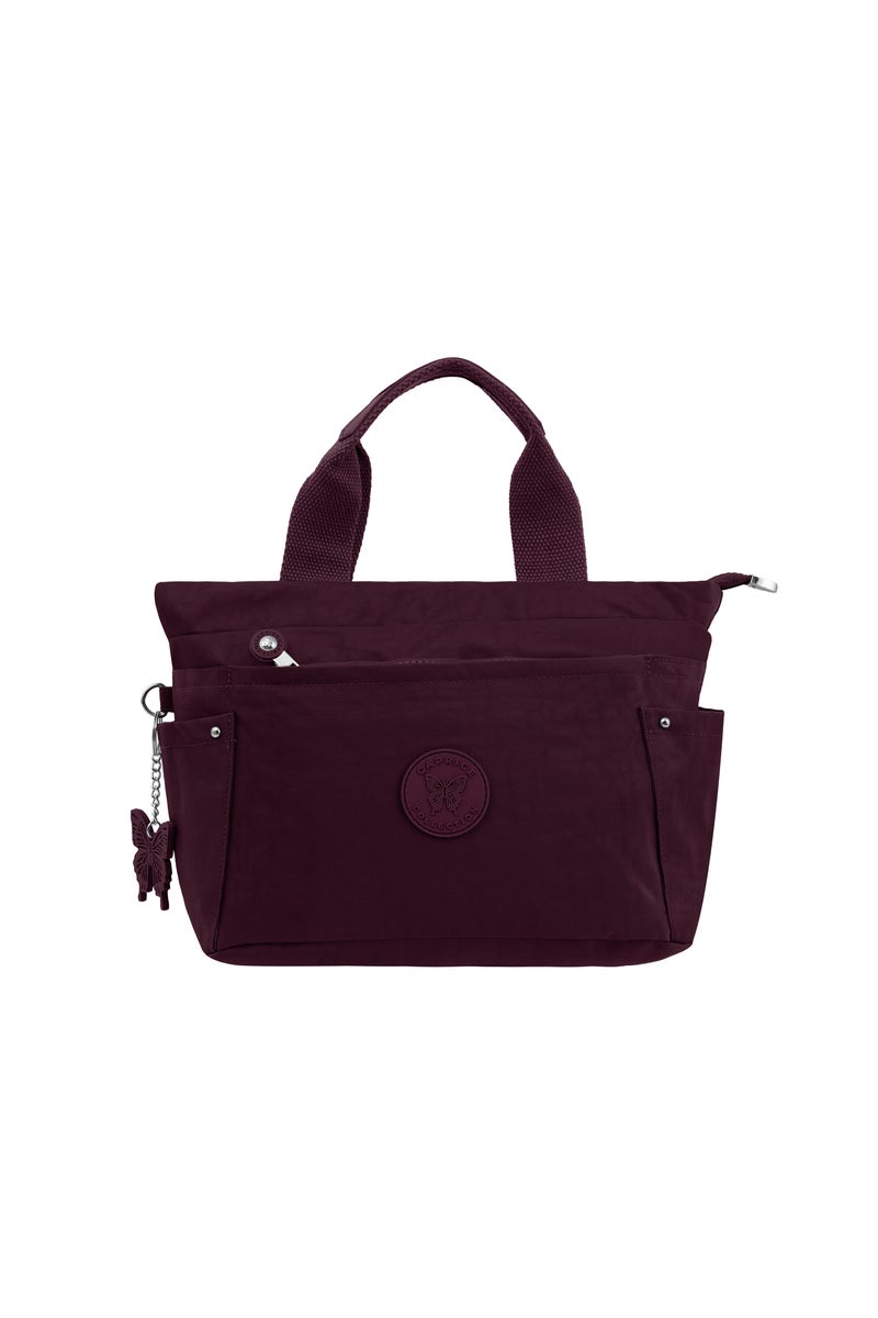 CAPRICE COLLECTION Versatile Small Shoulder Bag – Water-Proof Nylon Handbag with Multi Pockets, Detachable Strap & Top Handle – Lightweight Daily Bag for Work, Travel & Casual Use – Burgundy  - Image 1