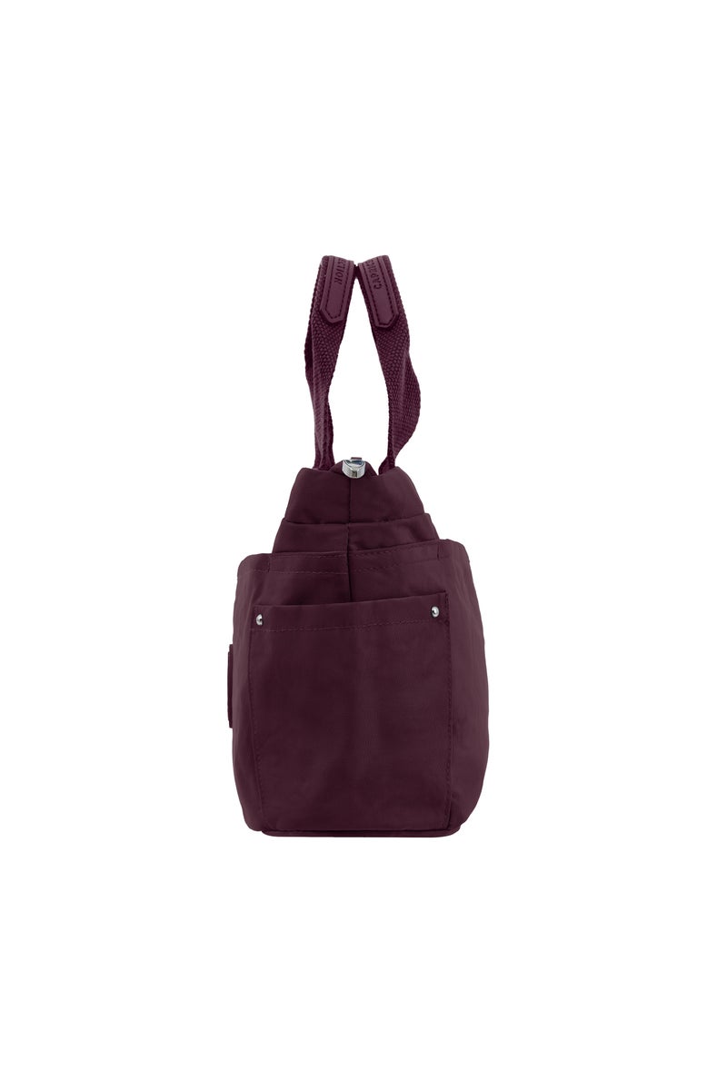 CAPRICE COLLECTION Versatile Small Shoulder Bag – Water-Proof Nylon Handbag with Multi Pockets, Detachable Strap & Top Handle – Lightweight Daily Bag for Work, Travel & Casual Use – Burgundy  - Image 4
