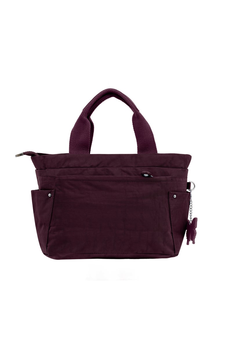 CAPRICE COLLECTION Versatile Small Shoulder Bag – Water-Proof Nylon Handbag with Multi Pockets, Detachable Strap & Top Handle – Lightweight Daily Bag for Work, Travel & Casual Use – Burgundy  - Image 5