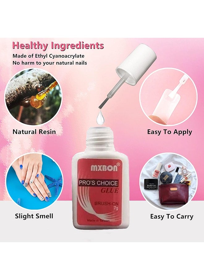 Set of 2  Mxbon Professional Brush-on Nail Glue Clear