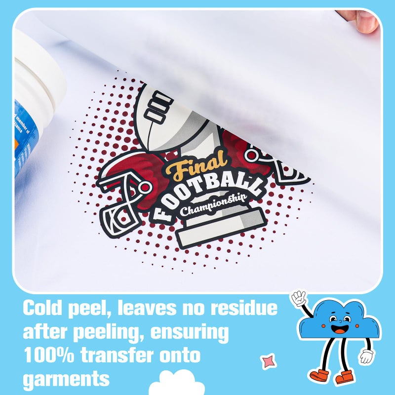 Yamation DTF Transfer Film Glossy: 8.5" x 11"inch 50 Sheets PET Paper Glossy Clear Cold Peel Direct to Film Transfer Film for Tshirt - Image 5